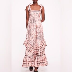 Marchesa Rosa Abstract Cotton Pink Multi Flying Cheetah Maxi Dress